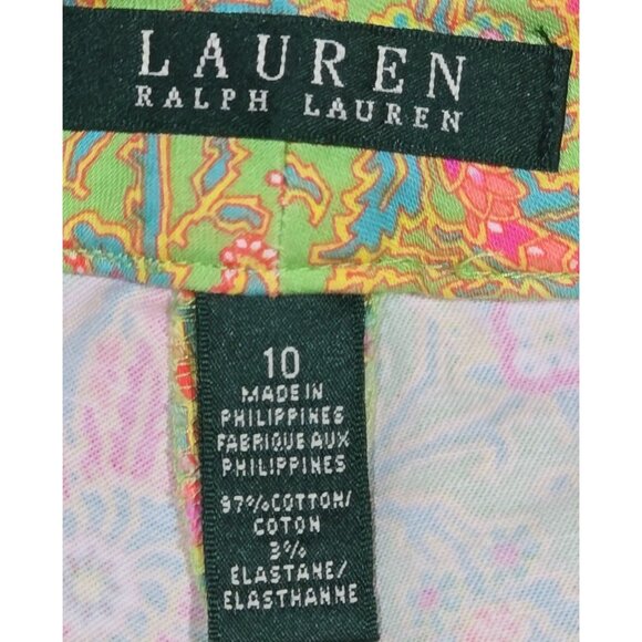 Lauren Ralph Lauren Chino Pants Flat Front Paisley Print Ankle Preppy Women's 10 - Picture 10 of 12
